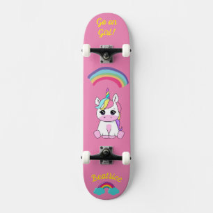 Unicórnio no skate com legendas personalizadas