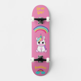 Unicórnio no skate com legendas personalizadas