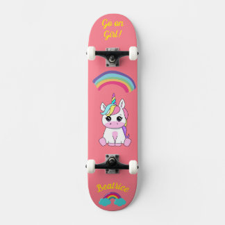 Unicórnio no skate com legendas personalizadas