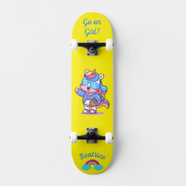Unicórnio no skate com legendas personalizadas