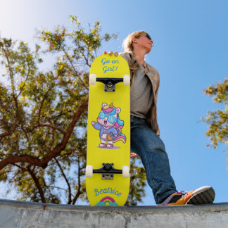 Unicórnio no skate com legendas personalizadas