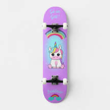 Unicórnio no skate com legendas personalizadas