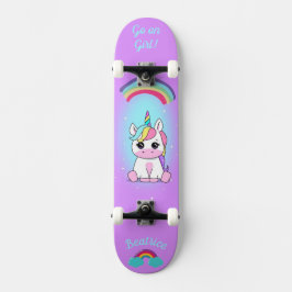 Unicórnio no skate com legendas personalizadas