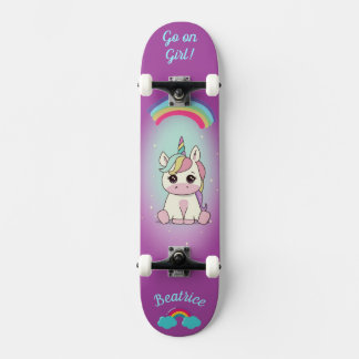 Unicórnio no skate com legendas personalizadas