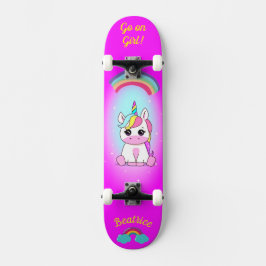 Unicórnio no skate com legendas personalizadas