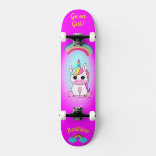 Unicórnio no skate com legendas personalizadas