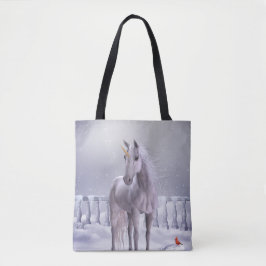 Unicórnio no Snow All-Over-Impressão Tote Bag
