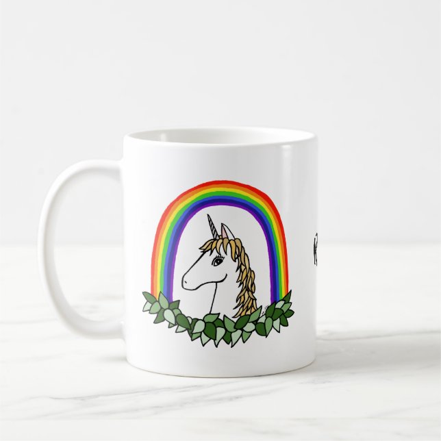 Unicórnio personalizado do arco-íris da caneca (Esquerda)