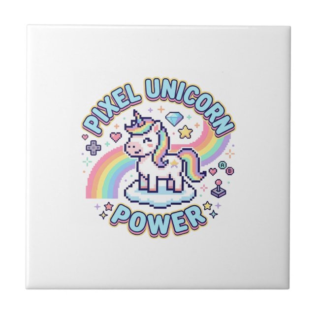 Unicórnio Pixel Unicórnio Poder Design Gráfico Pro (Frente)