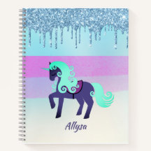 Unicórnio Roxo e Teal com Brilhante Espelho