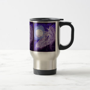 Unicórnio voado na frente da caneca de viagem da