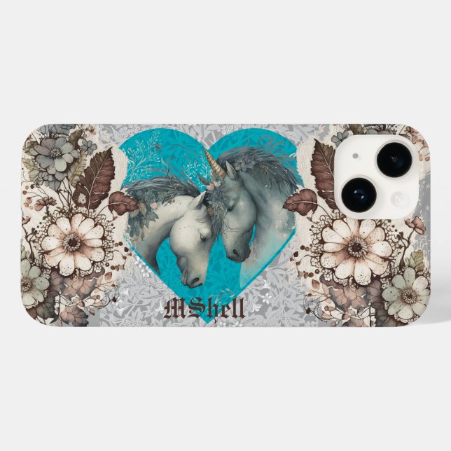 "Unicórnios, Corações e Lace" personalizável (Verso (horizontal))