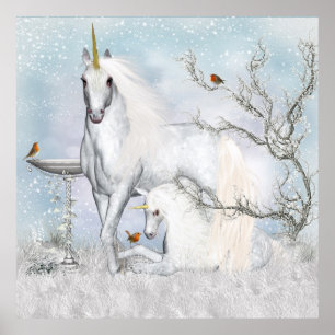 Unicórnios da fantasia com o poster da parede dos