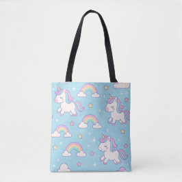 Unicórnios e Pastel Rainbows Tote Bag