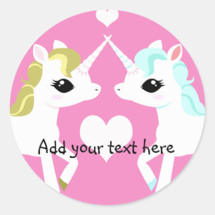 Unicórnios na etiqueta customisable do amor