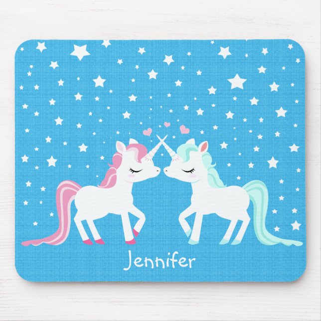 Unicórnios no mousepad do amor Customisable (Frente)