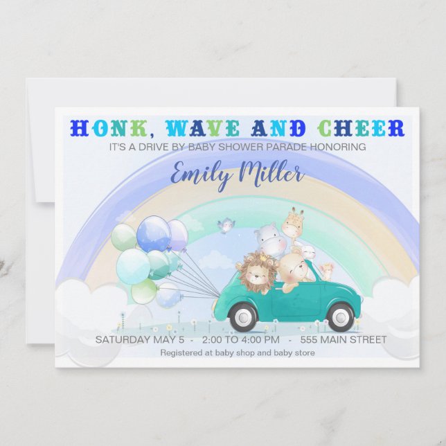 Unidade de chá de fraldas por garoto de convite (Frente)