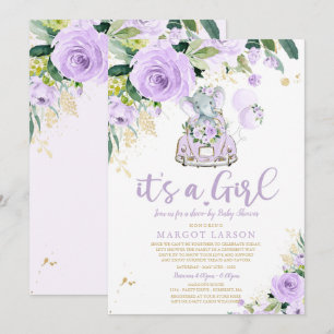 Unidade de Elefante por Chá de fraldas de Convite 