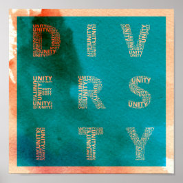 Unidade na Diversidade poster de aquarela