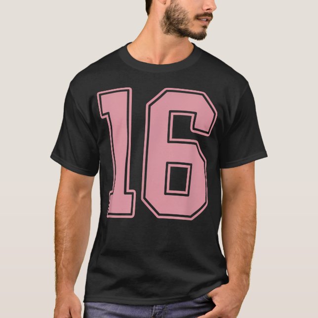 Uniforme de Jogador Camisa Rosa Número 16 (Frente)