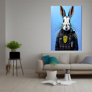 Uniforme policial vestindo coelho   AI Art Poster