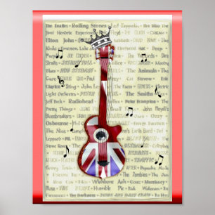 Union Jack Guitar British Rock Theme Poster