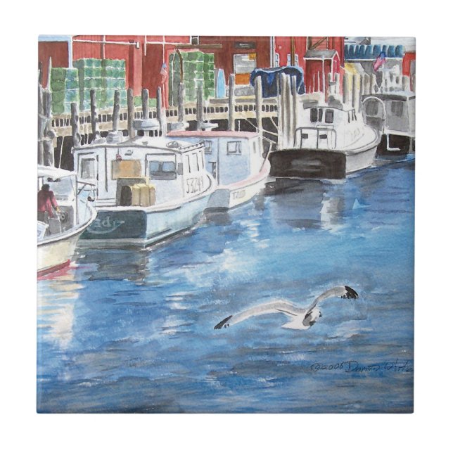 Union Wharf Portland, Maine Watercolor (Frente)