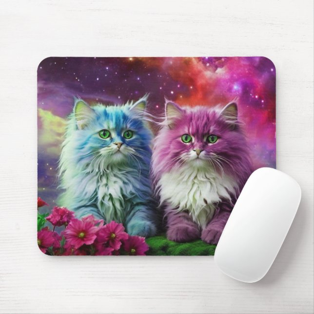 Unique purple cat mouse pad designed for cat lover (Com mouse)