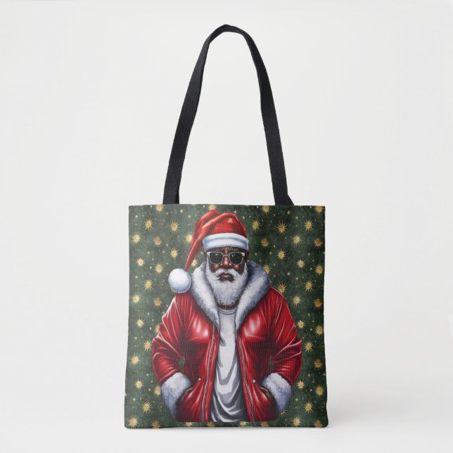 Uniquely Black Santa Large Shoulder Tote (Frente)