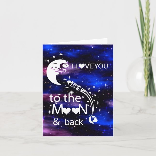 Universo - Amo-te ao cartão lua e traseira (Frente)
