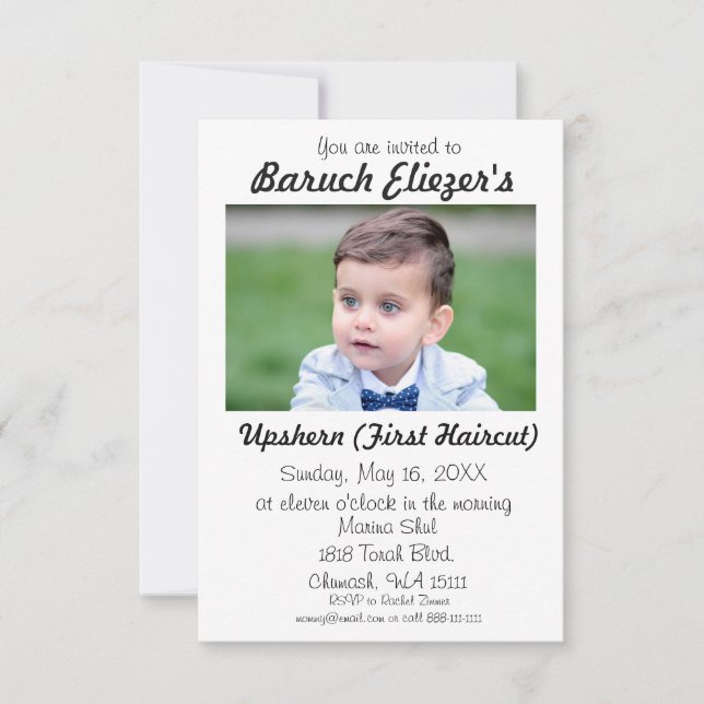Upsherin - Convites de Upsherin de Convite (Frente)