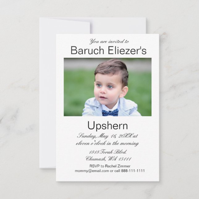 Upsherin - Convites de Upsherin de Convite (Frente)