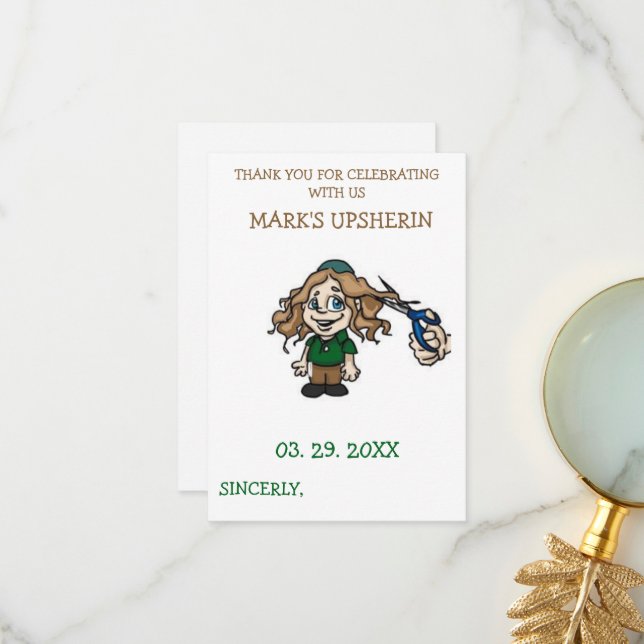 Upsherin Obrigado Cartões Saudáveis (Frente/Verso In Situ)