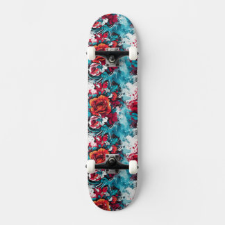 Urban Bloom: skate de Grafite Vermelho e Azul