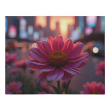 Urban Dusk Daisies Faux Wrapped Canvas Print