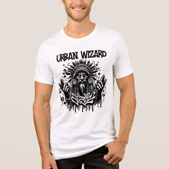 Urban Wizard Graphic Tee. Street Art Magic T-Shirt (Frente)