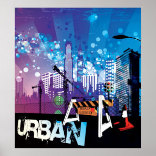Urbanização urbana com poster de impressão
