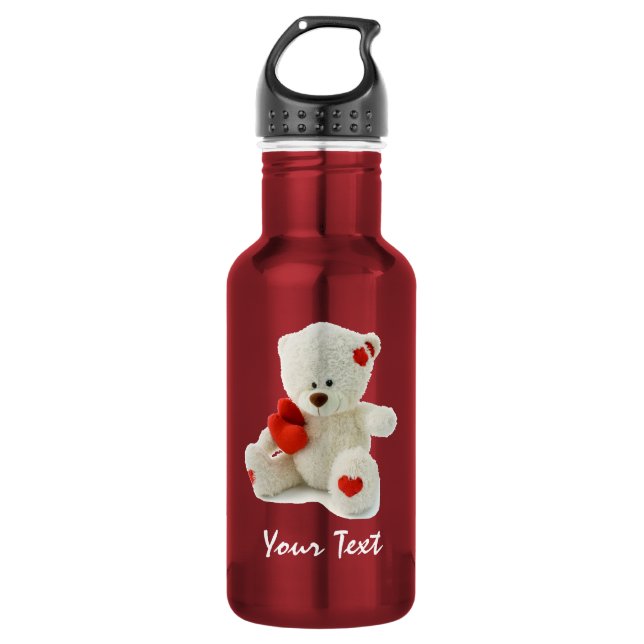 Ursa de pelúcia com corações vermelhos Garrafa Lib (Frente)