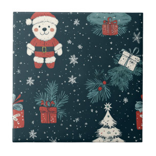 Ursa de pelúcia fofa & Papai Noel em Verde Escuro