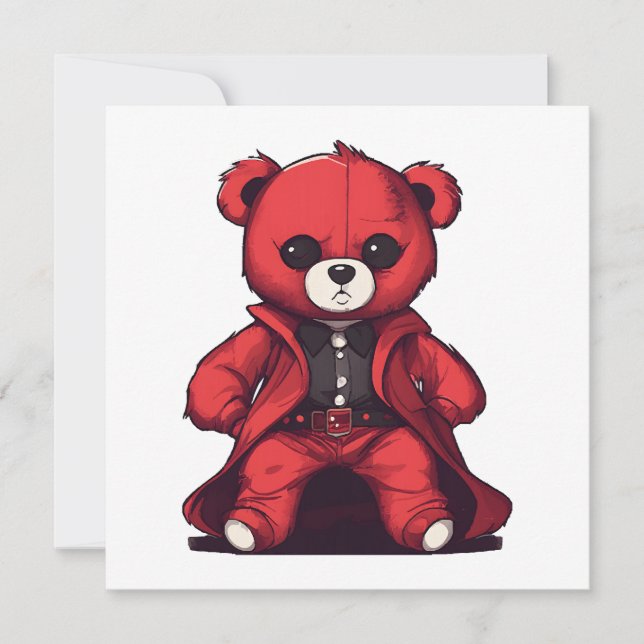 Ursa de pelúcia vermelha bonita (Frente)