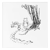 Ursa Pooh Clássico e Leitão Caminhando Arte de Par