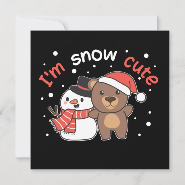 Ursa Sou Neve Fofa Boneco de Neve Convite Piada de (Frente)