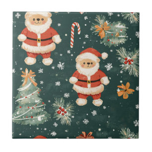 Ursa Teddy Fofa & Papai Noel em Verde Escuro (2)