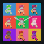 Ursinho de arte Pop Colorida Caro Relógio de Pared<br><div class="desc">design de Urso pop</div>