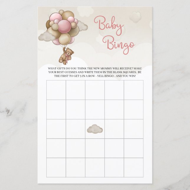 Ursinho-de-cabeça-cor-de-rosa balões-castanhos men (Frente)