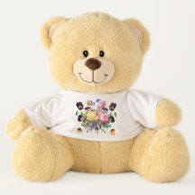 CORAÇÕES E FLORES NOME PERSONALIZADO URSO