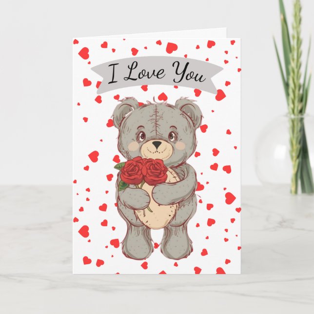 Ursinho de Pelúcia Eu Te Amo Cartão de Feriado do  (Frente)