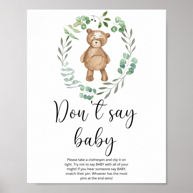 Ursinho não diga bebê Poster (Frente)