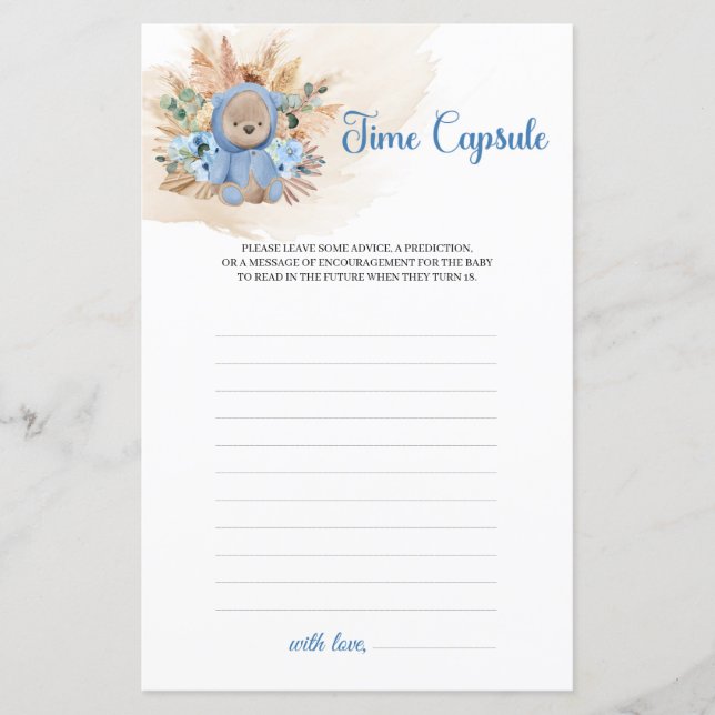 Ursinho-peludo pampas flores azuis Cápsula (Frente)