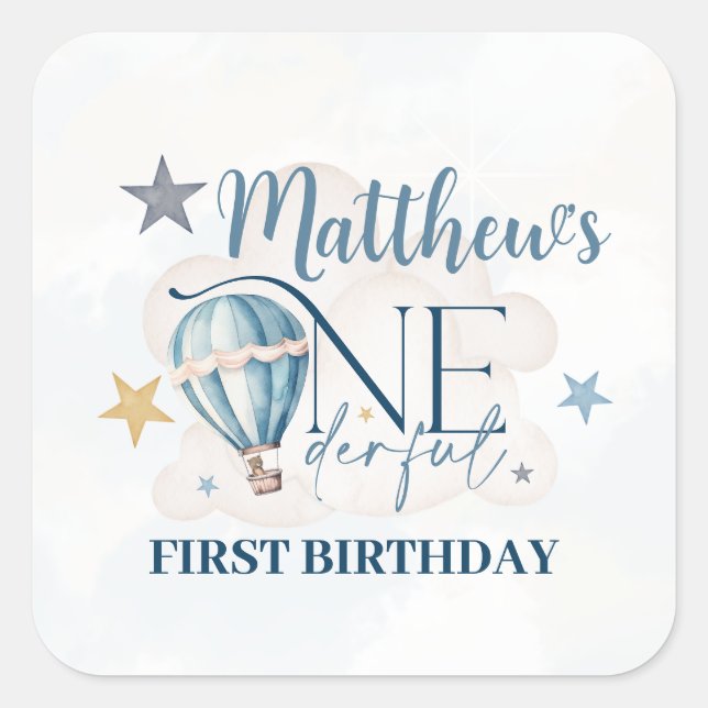 Ursinho Personalizado em um Balão Adesivos Quadrad (Frente)